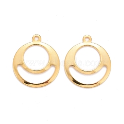 201 Stainless Steel Pendants, Round Ring, Real 24k Gold Plated, 18.5x16x1.2mm, Hole: 1.4mm(STAS-K217-48G)