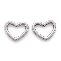 304 Stainless Steel Linking Rings, Heart, Stainless Steel Color, 14x16x2mm(STAS-M291-08P)