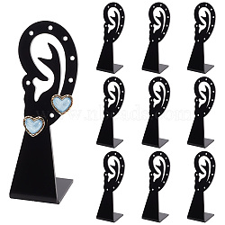 Opaque Acrylic Slant Back Earring Display Stands, Tabletop Earring Stud Organizer Holder, Ear Shape, Black, 3.1x3.5x9.9cm(EDIS-WH0035-07B)