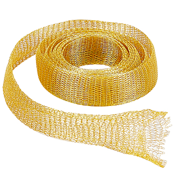 Copper Wire Mesh Ribbon for Wrapping, Wedding Floral Designs, Jewelry Making, DIY Beading Craft, Gold, 12mm, 1m/box