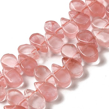 Cherry Quartz Glass Beads Strands, Teardrop, Top Drilled, 9~10x5~5.5x3.5~4mm, Hole: 0.7mm, about 40~48pcs/strand, 7.09~7.28''(18~18.5cm).