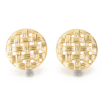 Alloy Stud Earring Findings, with Loop, Cadmium Free & Lead Free, Flat Round, Real 18K Gold Plated, 19.5mm, Hole: 3.5mm, Pin: 0.7mm