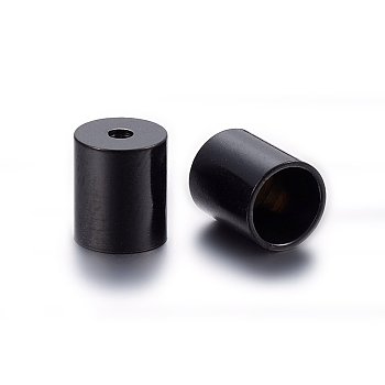 304 Stainless Steel Cord Ends, End Caps, Column, Electrophoresis Black, 5x4mm, Hole: 1.5mm, Inner Diameter: 3mm
