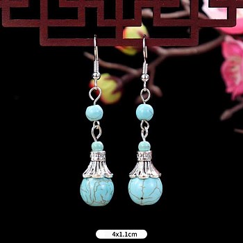 Turquoise Dangle Earrings for Women, Teardrop