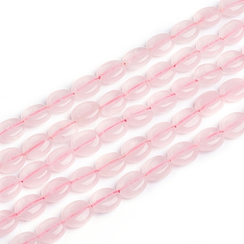 Natural Rose Quartz Beads Strands, Oval, 9.8~10.2x8~8.2x4~4.3mm, Hole: 0.8mm, about 40pcs/strand, 15.55 inch(39.5cm)