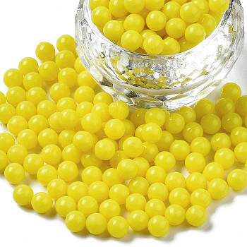 Plastic Water Soluble Fuse Beads, for Kids Crafts, DIY PE Melty Beads, Round, Yellow, 5mm
