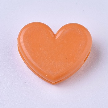 (Clearance Sale)Plastic Clips, Heart, Orange, 27x32x13mm
