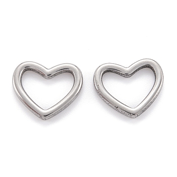 304 Stainless Steel Linking Rings, Heart, Stainless Steel Color, 14x16x2mm