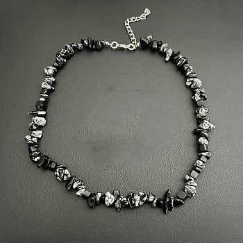 Natural Snowflake Obsidian Chip Beaded Necklaces for Women