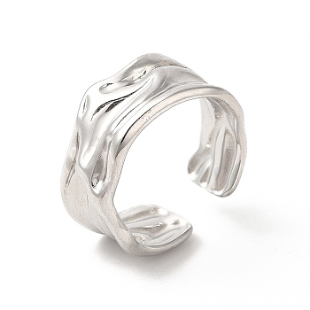 304 Stainless Steel Twist Open Cuff Ring for Women, Stainless Steel Color, US Size 7 1/2(17.8mm)