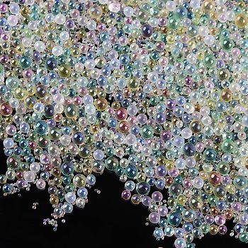 AB-Color Plated DIY 3D Nail Art Decoration Mini Glass Beads, Tiny Caviar Nail Beads, Lemon Chiffon, 0.6~3mm