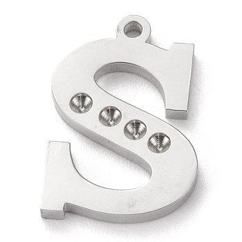 304 Stainless Steel Letter Pendant Rhinestone Settings, Stainless Steel Color, Letter.S, S: 16.5x11x1.5mm, Hole: 1.2mm, Fit for 1.6mm rhinestone