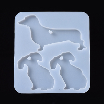 Dog Pendant Silicone Molds, Resin Casting Molds, For UV Resin, Epoxy Resin Jewelry Making, White, 104x95.5x5.5mm, Dog: 47.5x70mm and 47.5x32.5mm