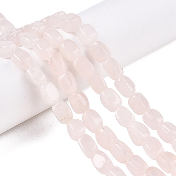 Natural Rose Quartz Beads Strands, Cuboid, 10~12x7.5~9x7~8mm, Hole: 1.2mm, about 33pcs/strand, 14.96''(38cm)