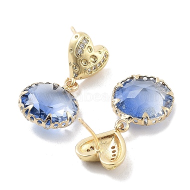 Boucles d'oreilles pendantes en forme de cœur en laiton avec micro pavé de zircones cubiques(EJEW-Q800-29KCG)-2