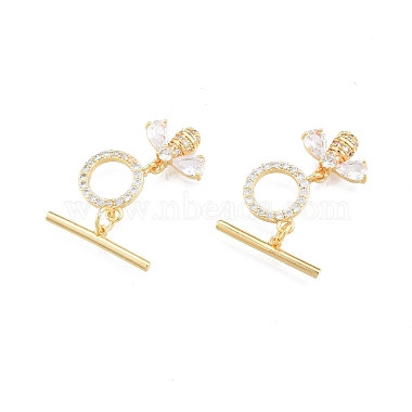 Brass Pave Clear Cubic Zirconia Toggle Clasps(KK-I663-03G)-3