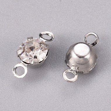 Platinum Tone Clear Color Brass Middle East Rhinestone Links connectors(X-RSB019NF)-2