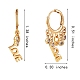 Word Love Brass Dangle Huggie Hoop Earrings(EJEW-SW00001-03)-7