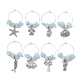 8Pcs Sea Animal Alloy Pendants Wine Glass Charms Sets(AJEW-JO00219)-1