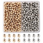 800Pcs 2 Colors CCB Plastic Round Beads, Platinum & Golden, 4x3.5mm, Hole: 1.4mm, 400pcs/color(FIND-YW0007-20)