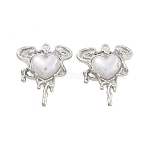 Rack Plating Alloy Resin Pendants, Melting Heart Charms, Platinum, 26.5x22.5x6mm, Hole: 2mm(FIND-Z054-05P)