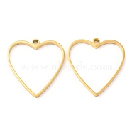 304 Stainless Steel Open Back Bezel Heart Pendants, For DIY UV Resin, Epoxy Resin, Pressed Flower Jewelry, Real 18K Gold Plated, 32x30x3mm, Hole: 2.2mm, Inner Diameter: 26x28mm(STAS-Z040-03G)