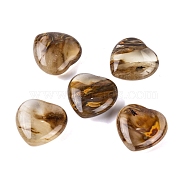 Synthetic Tigerskin Glass Healing Stones, Heart Love Stones, Pocket Palm Stones for Reiki Ealancing, 30x30x11.5~12.5mm(G-G020-01W)