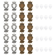 Blank Owl Pendant Making Kit, Including Tibetan Style Alloy Pendant Cabochon Settings, Glass Cabochons, Antique Bronze & Antique Silver, 40Pcs/box(DIY-GO0001-73)