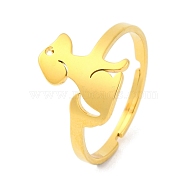 201 Stainless Steel Adjustable Ring for Women, Animal, Dog, 13mm, Inner Diameter: 18mm(RJEW-D082-04F)