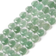 Natural Green Aventurine Bead Strands, Faceted, Flat Round, 10~10.5x10.5~11x5.5~6mm, Hole: 1mm, about 29pcs/strand, 14.76 inch(37.5cm)(G-C116-A02-01)