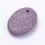 Natural Lava Rock Big Pendants, Oval, Dyed, Medium Orchid, 52.5x39x14mm, Hole: 4.5mm(G-G709-E03)