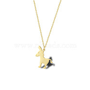 Cute Cartoon Animal Stainless Steel Pendant Necklaces, with Cable Chains for Unisex, Donkey(QV5065-11)