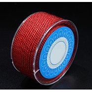 Round Nylon Cords, Milan Cords/Twisted Cords, Red, 2.5mm, about 10.93 yards(10m)/roll(OCOR-E022-B-03)