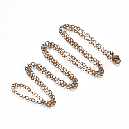 Brass Cable Chain Necklace Making, with Lobster Claw Clasps, Red Copper, 32 inch(81.5cm)(MAK-T006-05R)
