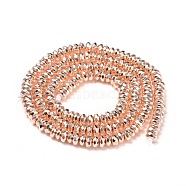 Electroplate Non-magnetic Synthetic Hematite Beads Strands, Rondelle, Faceted, Rose Gold Plated, 4x2mm, Hole: 1mm, about 187pcs/strand, 15.5 inch(39.5cm)(G-I260-08B)