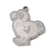 Non-Tarnish 304 Stainless Steel Pendants, Dodo Bird Charm, Stainless Steel Color, 23.5x21x1.5mm, Hole: 1mm(STAS-C095-27P)