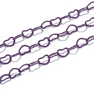 Spray Painted Brass Heart Link Chains, Soldered, with Spool, Purple, 6x4.5x0.5mm, 32.8 Feet(10m)/roll(CHC-M021-05D)