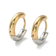 Ion Plating(IP) Two Tone 304 Stainless Steel Huggie Hoop Earrings, with 316 Surgical Stainless Steel Pins for Women, Golden & Stainless Steel Color, 9 Gauge, 12.6x14.5x3mm(EJEW-A106-01A)
