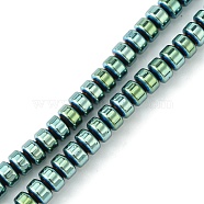 Synthetic Non-Magnetic Hematite Beads Strands, Disc, Heishi Beads, Green Plated, 6x4mm, Hole: 1mm, about 99pcs/strand, 16.14''(41cm)(G-H020-L02-07)