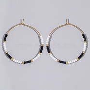 Glass Colorful Beads Hoop Earrings for Women, Ring(SX7137-3)