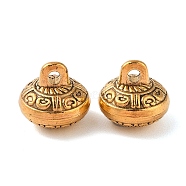 Tibetan Style Alloy Charms, Cadmium Free & Lead Free, Round, Antique Golden, 11x10.5mm, Hole: 1.9mm, about 337pcs/1000g(FIND-C060-064AG)