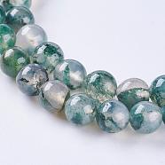 Natural Moss Agate Beads Strands, Round, 6mm, Hole: 1mm, about 60pcs/strand, 14.7 inch(37.4cm)(G-L470-31-6mm)