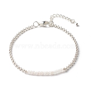 Natural Rose Quartz Beaded Bracelets, with 304 Stainless Steel Rolo Chain, 7.48 inch(190mm)(BJEW-JB06384-09)