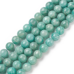 Natural Amazonite Beads Strands, Round, Grade A, 6mm, Hole: 0.8mm, about 60pcs/strand, 15.04 inch(38.2cm)(G-F461-12-6mm-01)