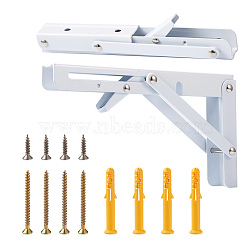 Iron Folding Shelf Brackets, with Plastic Plus & Iron Screws, White, 1.6~20x0.65~3.7x0.65~2.4cm, 20pcs/set(SW-TAC0001-11B)