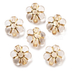 Metal Enlaced Transparent Acrylic Beads, Golden Plated, Flower, Gold, 19x18x9.5mm, Hole: 3mm, about 367Pcs/500G(MACR-M045-12)