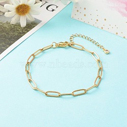 304 Stainless Steel Paperclip Chains Bracelet, Golden, 7-1/2 inch(19cm)(X-BJEW-JB06523-01)