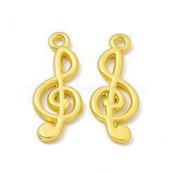 Rack Plating Alloy Pendants, Cadmium Free & Lead Free & Nickle Free, Musical Note Charms, Matte Gold Color, 25x10x1.5mm, Hole: 1.8mm(FIND-G045-65MG)