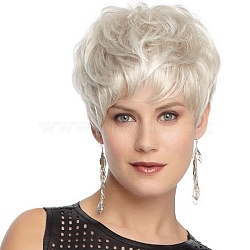 (Holiday Stock-Up Sale)Short Curly Synthetic Wigs, High Temperature Heat Resistant Fiber Wigs, Full Capless Hair Women's Thick Wig, Old Lace, 11 inch(28cm)(OHAR-G008-03)