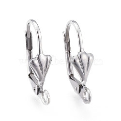 Tarnish Resistant 304 Stainless Steel Leverback Earring Findings, with Loop, Shell Shape, Stainless Steel Color, 18x11x5.5mm, Hole: 2mm(STAS-K198-02P)